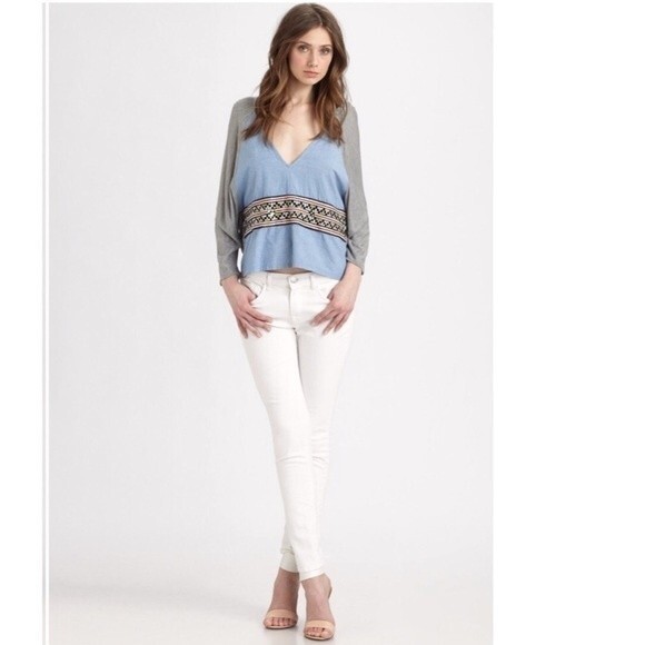 Gryphon Blue Gray Annam Tribal Print Pullover XS - Picture 2 of 8